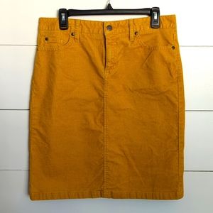 L.L. Bean Mustard knee length corduroy skirt - size 8